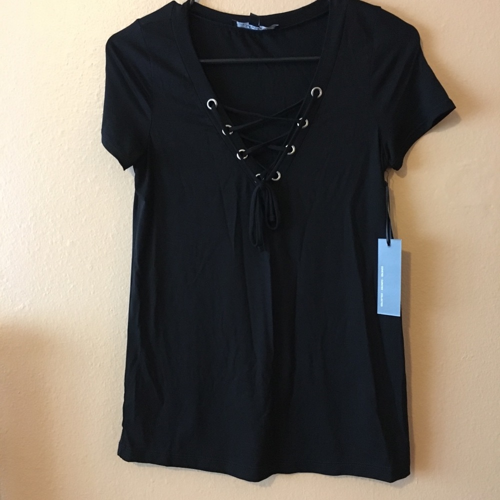 NWT Lulus Criss Cross Detail Blouse XS